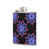 Blauwe en rode neonbloem heupfles (Links)