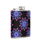 Blauwe en rode neonbloem heupfles (Rechts)