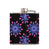 Blauwe en rode neonbloem heupfles (Achterkant)