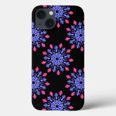 Blauwe en rode neonbloem Hoesje-Mate iPhone case (Achterkant)