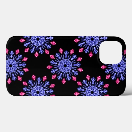 Blauwe en rode neonbloem Hoesje-Mate iPhone case (Achterkant (horizontaal))