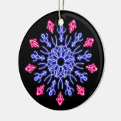 Blauwe en rode neonbloem keramisch ornament (Links)