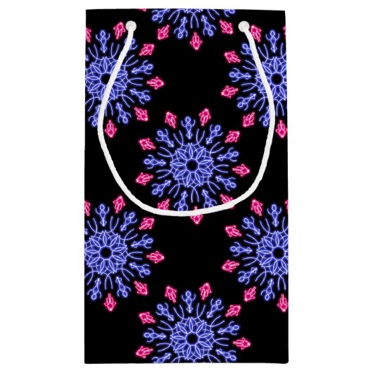 Blauwe en rode neonbloem klein cadeauzakje (Achterkant)