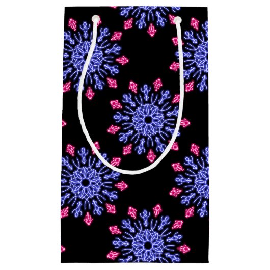 Blauwe en rode neonbloem klein cadeauzakje (Voorkant)