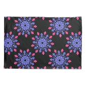 Blauwe en rode neonbloem kussensloop (Achterkant)