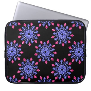 Blauwe en rode neonbloem laptop sleeve
