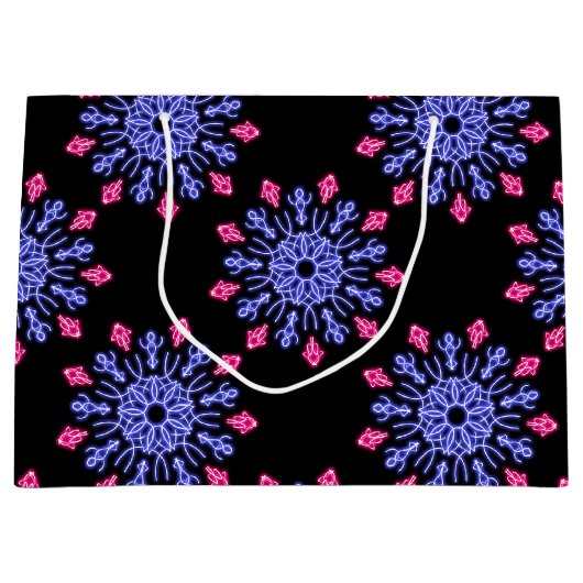 Blauwe en rode neonbloem large cadeautasje (Voorkant)