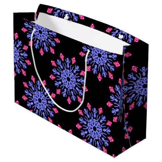 Blauwe en rode neonbloem large cadeautasje (Achterkant Gekanteld)