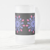 Blauwe en rode neonbloem matglas bierpul (Voorkant rechts)