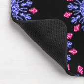 Blauwe en rode neonbloem muismat (Hoek)