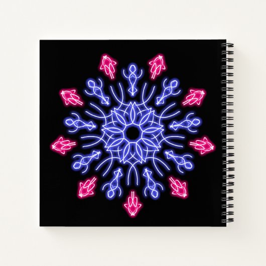Blauwe en rode neonbloem notitieboek (Achterkant)