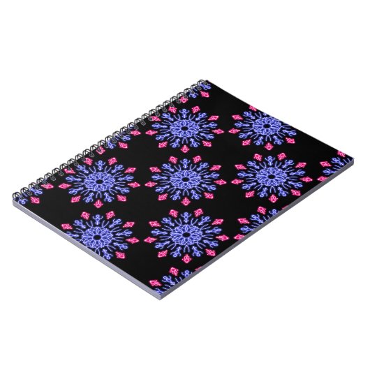 Blauwe en rode neonbloem notitieboek (Linkerzijde)