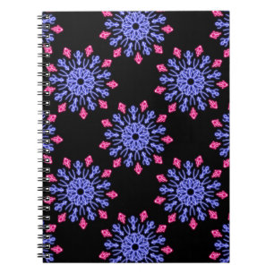 Blauwe en rode neonbloem notitieboek