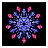 Blauwe en rode neonbloem poster (Voorkant)