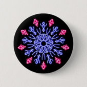Blauwe en rode neonbloem ronde button 5,7 cm (Voorkant)