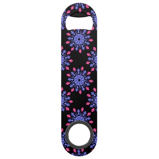Blauwe en rode neonbloem speed flessenopener (Achterkant)