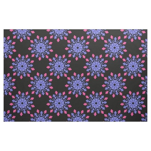 Blauwe en rode neonbloem stof (Fat Quarter)