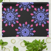 Blauwe en rode neonbloem theedoek (Gevouwen)