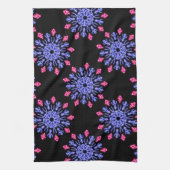 Blauwe en rode neonbloem theedoek (Verticaal)