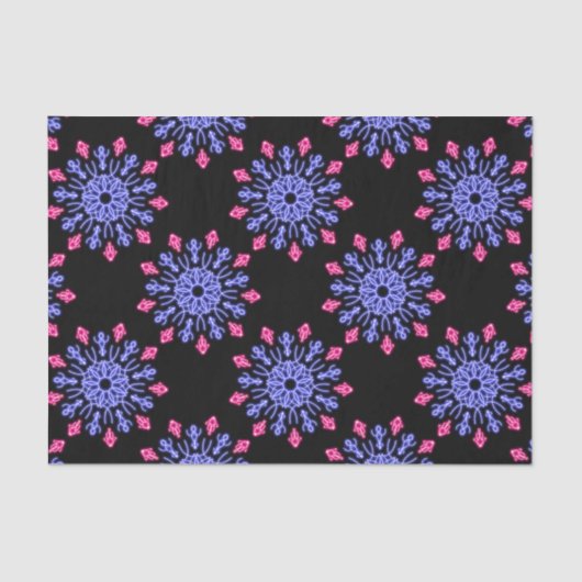 Blauwe en rode neonbloem tissuepapier (Voorkant)