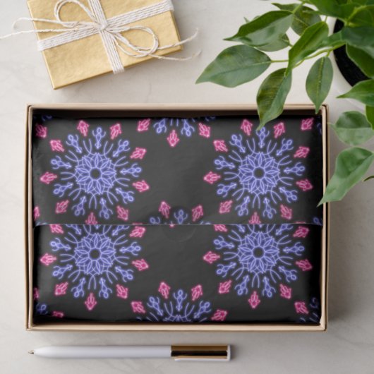 Blauwe en rode neonbloem tissuepapier (Geschenk)