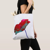 Blauwe en rode papaverbloem op wit papier tote bag (Dichtbij)