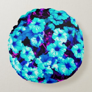 Blauwe en rode Petunias Rond Kussen