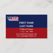 Blauwe en rode politieke campagne visitekaartje (Voorkant)