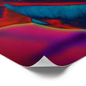 Blauwe en rode rosebud regendruppel Abstracte bloe Poster (Hoek)