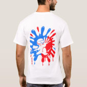 Blauwe en rode schildpadden en mascotte t-shirt (Achterkant)