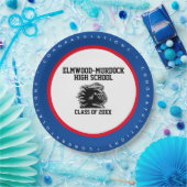 Blauwe en rode schoolkleuren, GraduPartij Papieren Bordje (Feest)