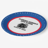 Blauwe en rode schoolkleuren, GraduPartij Papieren Bordje (Gekanteld)