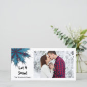 Blauwe en rode sneeuwvlok laat het sneeuwen feestdagenkaart (Staand voorkant)