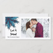 Blauwe en rode sneeuwvlok laat het sneeuwen feestdagenkaart (Voorkant)