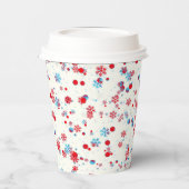 Blauwe en rode sneeuwvlokbekertjes papieren bekers (Links)