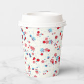 Blauwe en rode sneeuwvlokbekertjes papieren bekers (Achterkant)