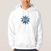 Blauwe en rode Snowflake Ski Hoodie (Voorkant)