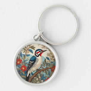 Blauwe en rode specht Natuur geïnspireerd Bird Sleutelhanger