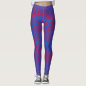 Blauwe en rode spiraalkleurige kleuren leggings (Voorkant)