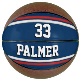 Blauwe en rode sportJersey met naam en nummer Mini Basketbal