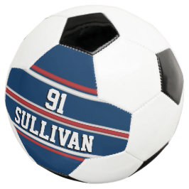Blauwe en rode Sportstripes met afspeelnummer Voetbal