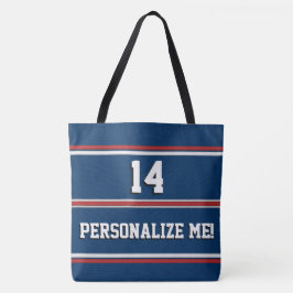 Blauwe en Rode Staaien van het Team van Sport om a Tote Bag