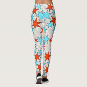 Blauwe en rode sterprint leggings (Achterkant)