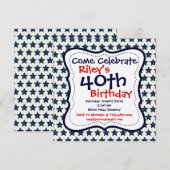 Blauwe en rode sterren 40e uitnodiging van de Birt (Voorkant / Achterkant)