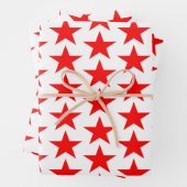 Blauwe en rode sterren inpakpapier vel (In situ)
