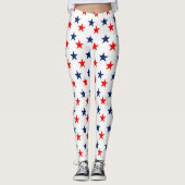 Blauwe en rode sterren leggings (Voorkant)
