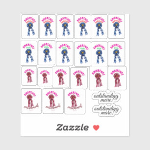 blauwe en rode stickers voor verbluffende