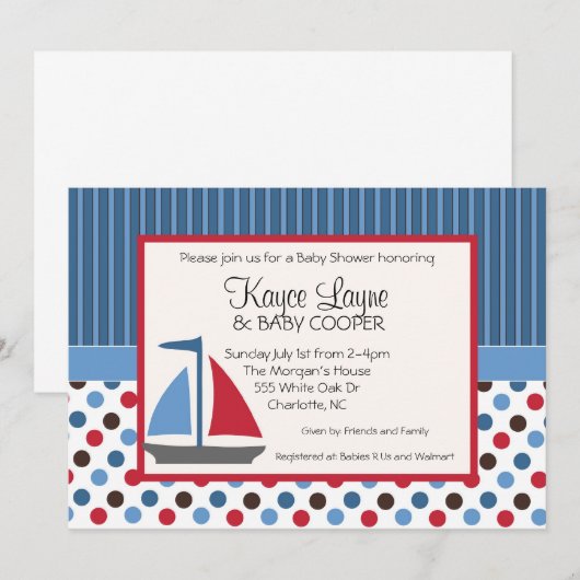 Blauwe en rode strepen en Stippen Kaart (Voorkant / Achterkant)