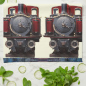 Blauwe en rode trein theedoek (Gevouwen)