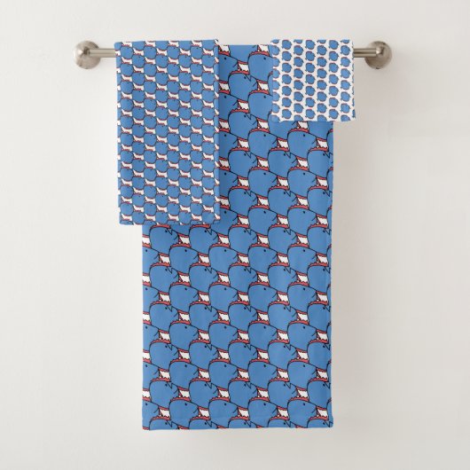 Blauwe en rode vis bad handdoek (Insitu)